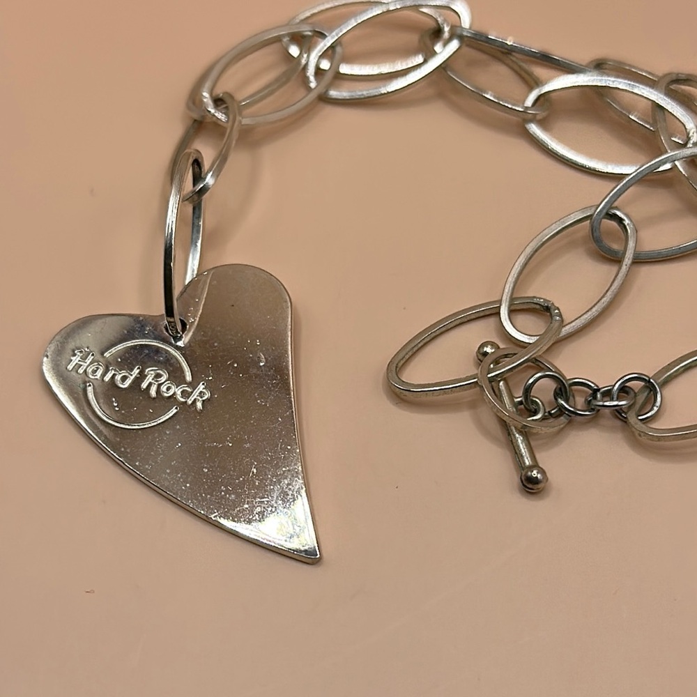 Hard Rock Cafe Silver Heart Charm Bracelet